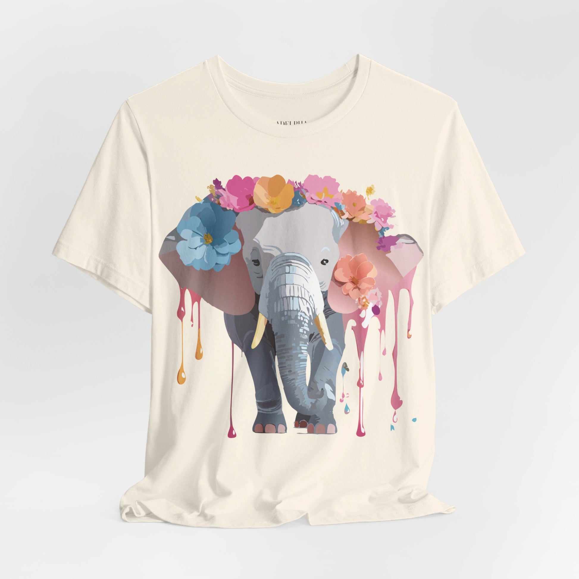 Natural Cotton Tee Shirt with Elephant Printify
