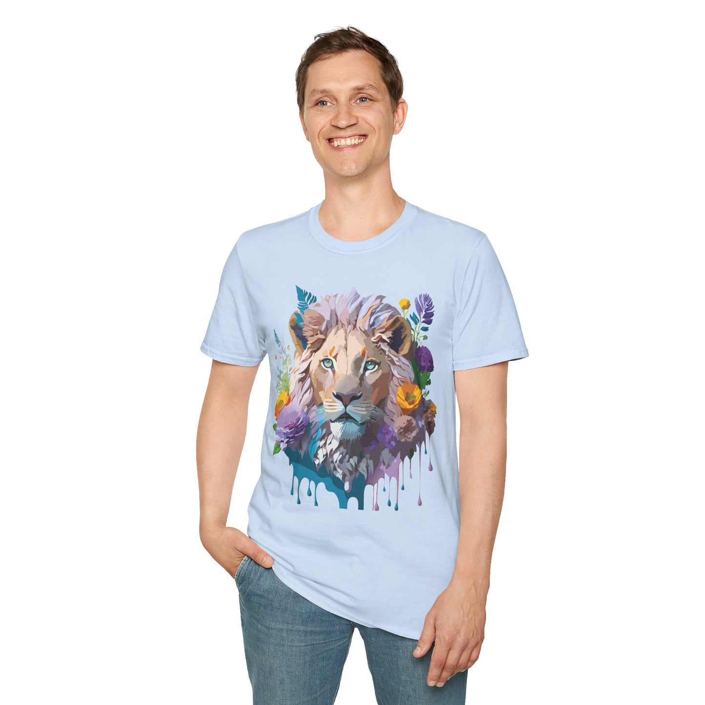 Lion Shirt, Shirt with Lion, Floral Lion Tee, Shirt with Animals