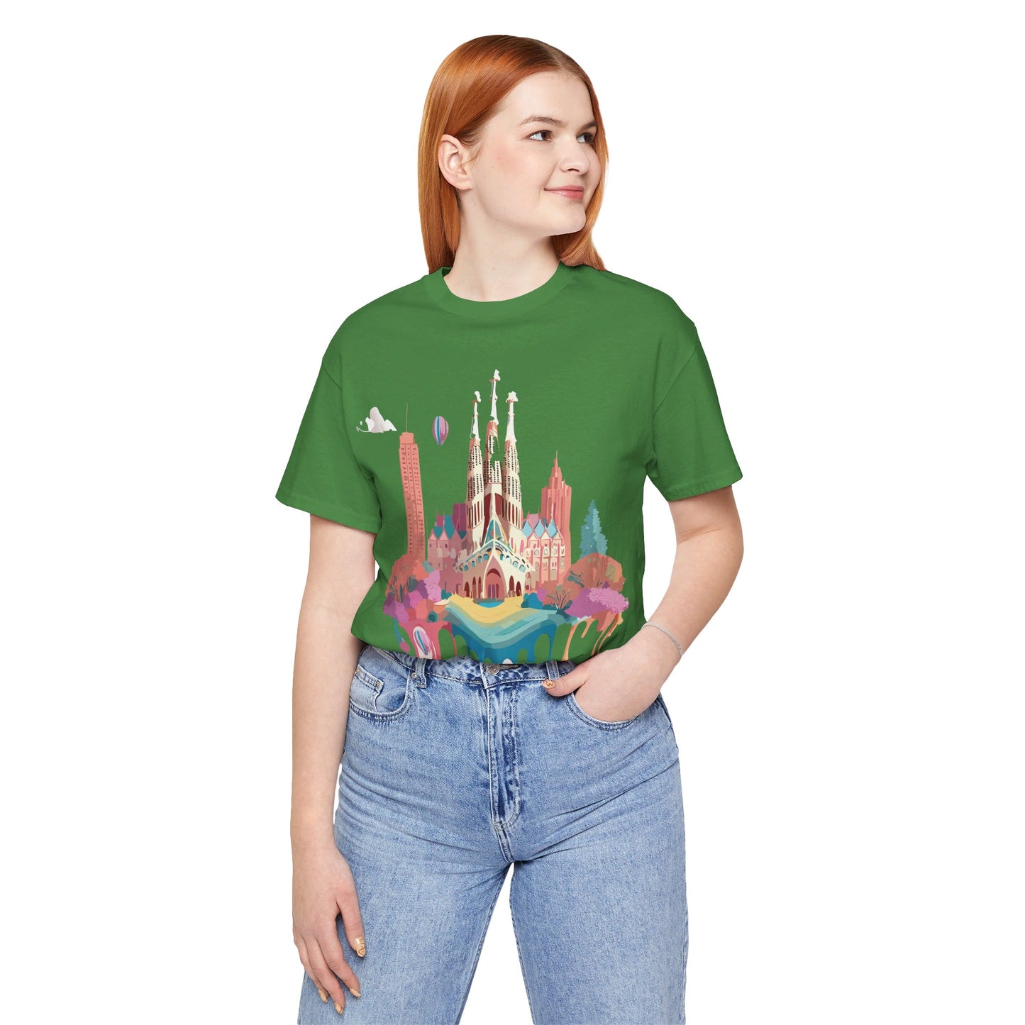 Natural Cotton Tee Shirt - Beautiful Places Collection - Barcelona Printify