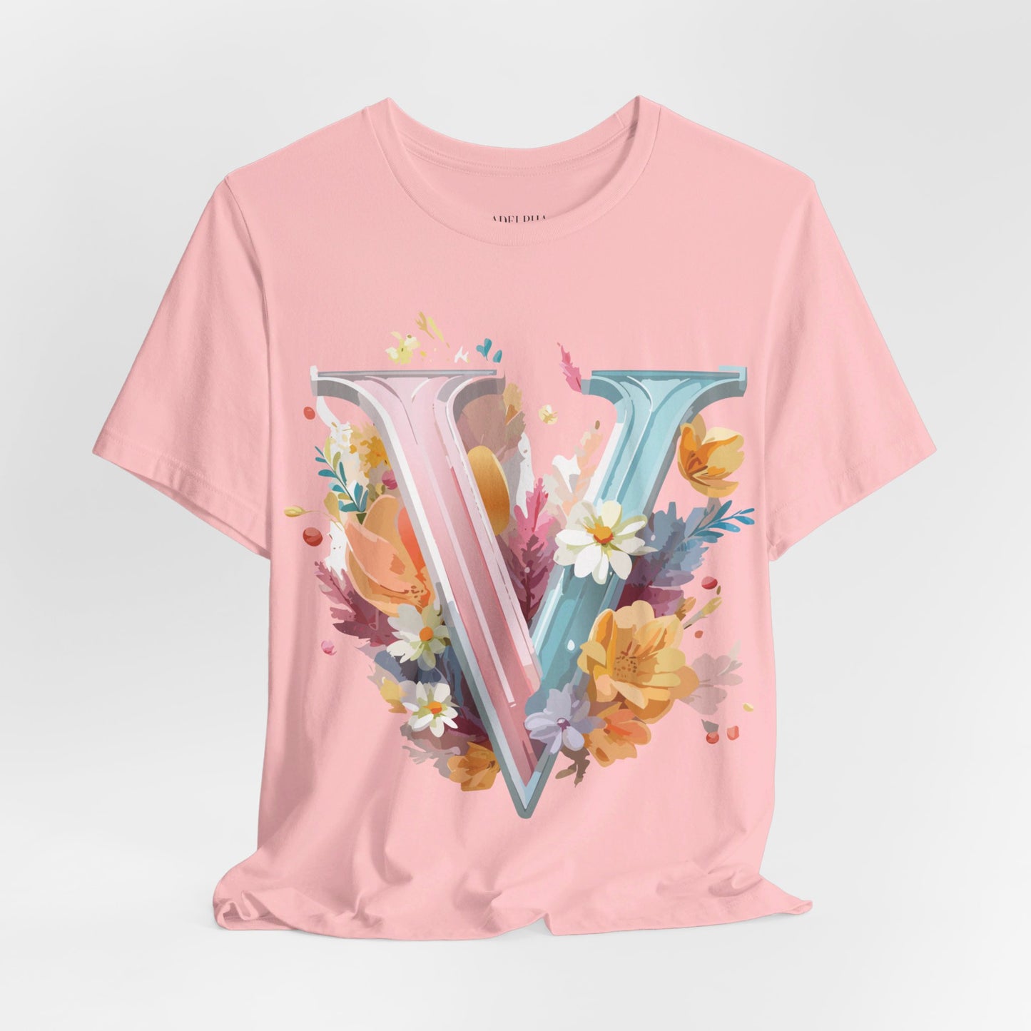 Natural Cotton Tee Shirt - Letters Collection - V Printify