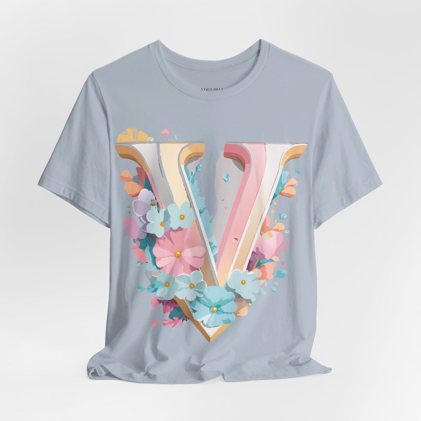 Natural Cotton Tee Shirt - Letters Collection - V Printify