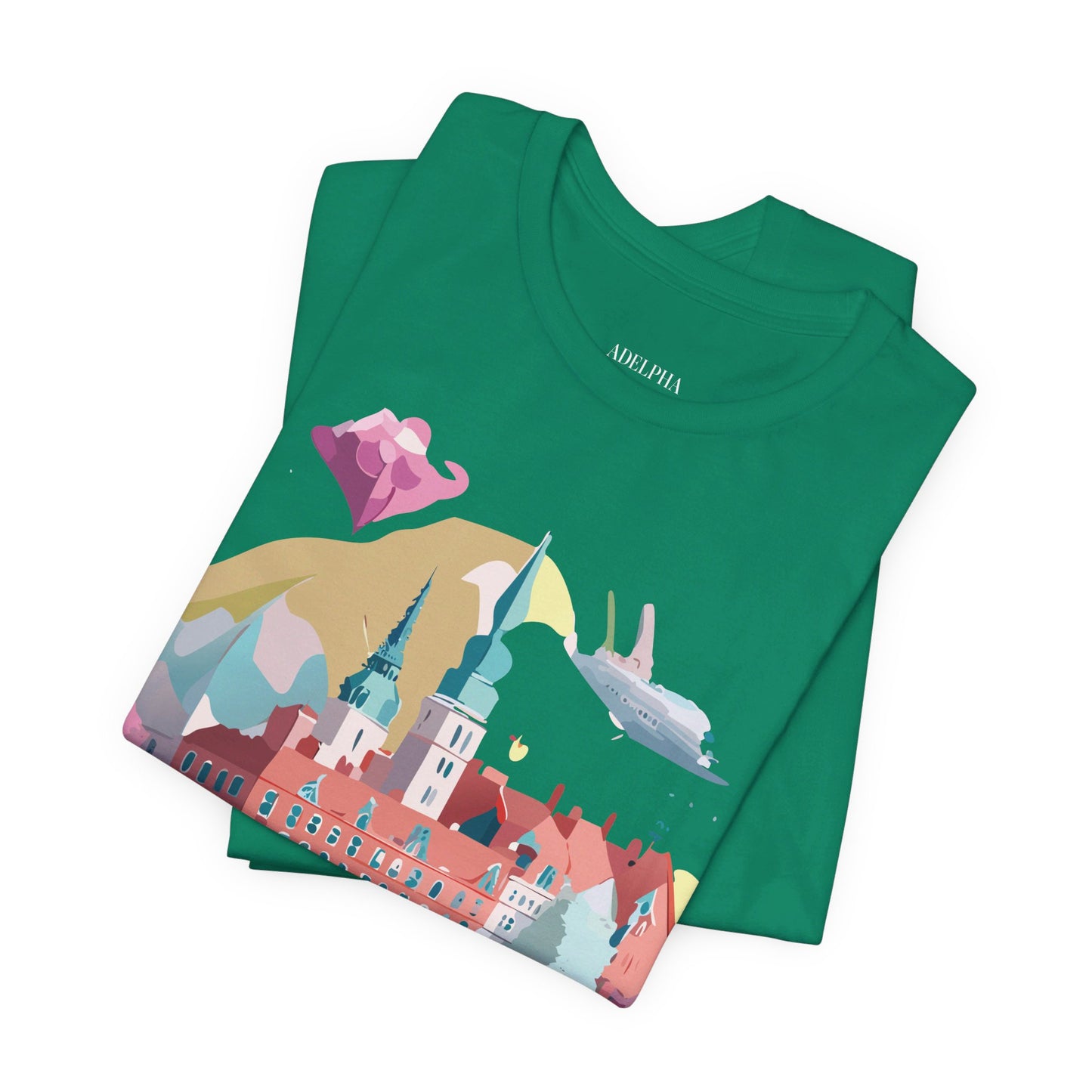Natural Cotton Tee Shirt - Beautiful Places Collection - Warnemünde and Rostock - Germany Printify