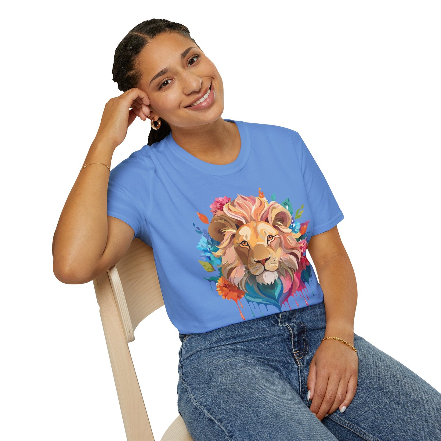 Lion Shirt, Shirt with Lion, Floral Lion Tee, Shirt with Animals