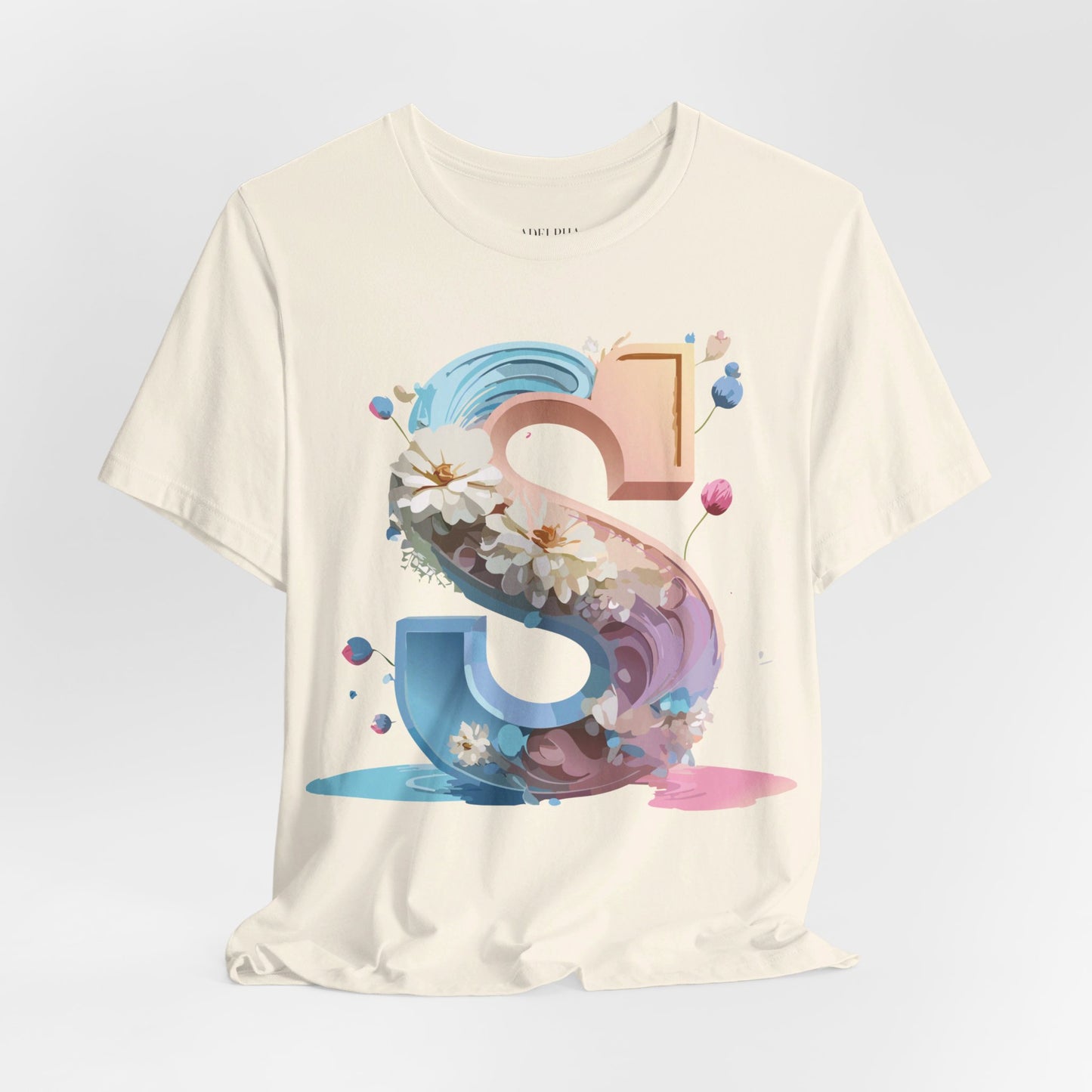 Natural Cotton Tee Shirt - Letters Collection - S Printify