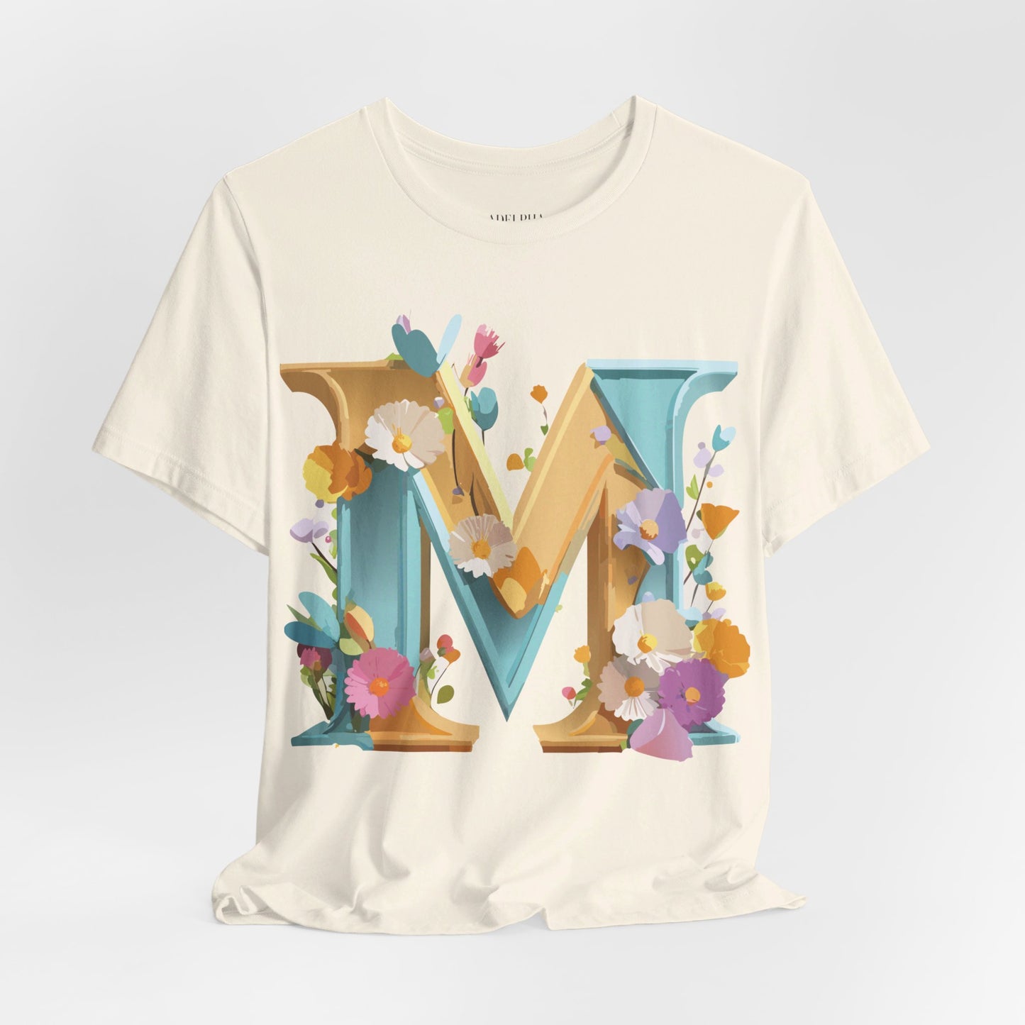 Natural Cotton Tee Shirt - Letters Collection - M Printify