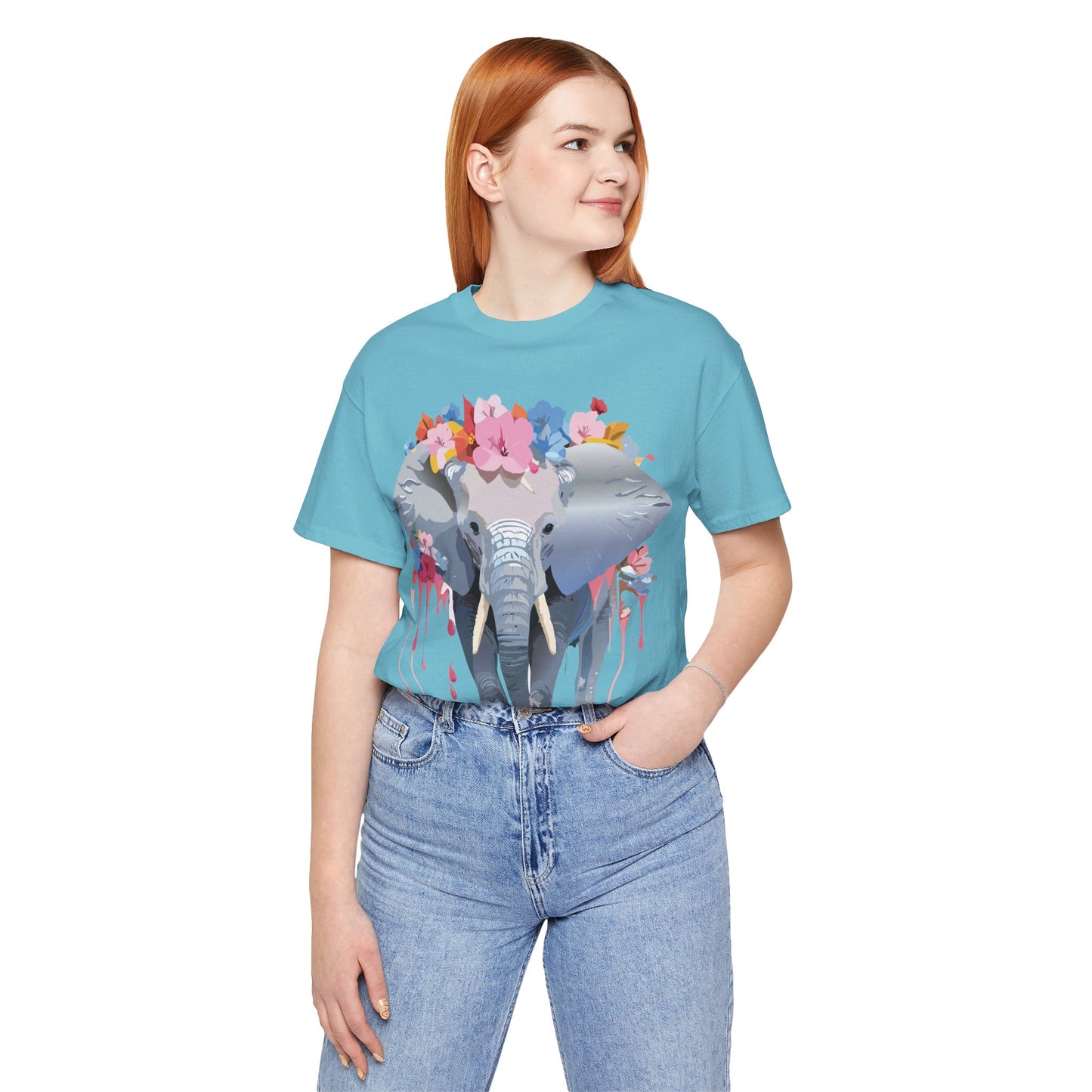Natural Cotton Tee Shirt with Elephant Printify