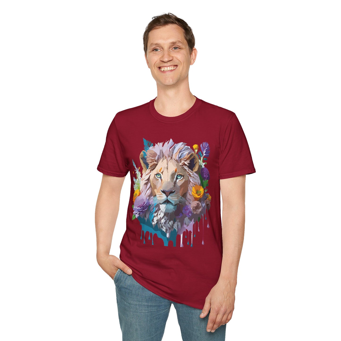 Lion Shirt, Shirt with Lion, Floral Lion Tee, Shirt with Animals