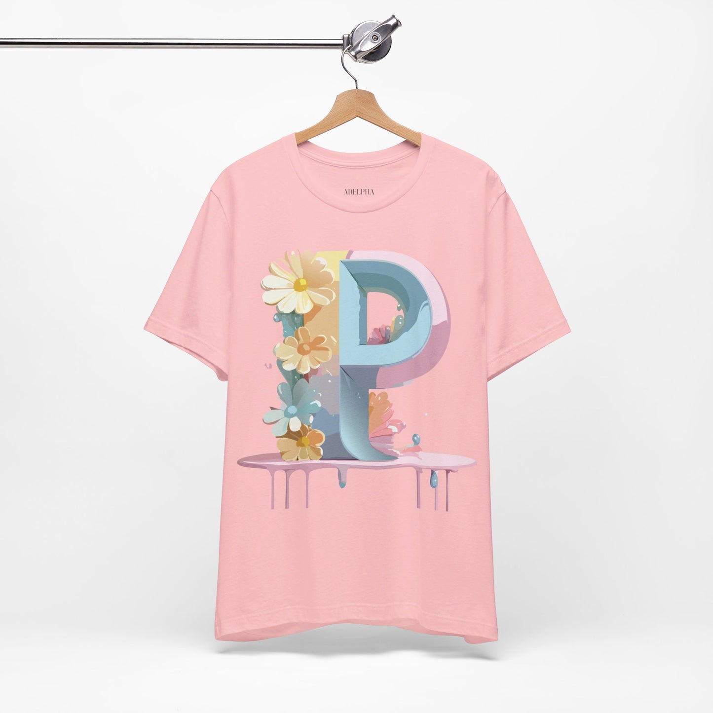 Natural Cotton Tee Shirt - Letters Collection - P Printify
