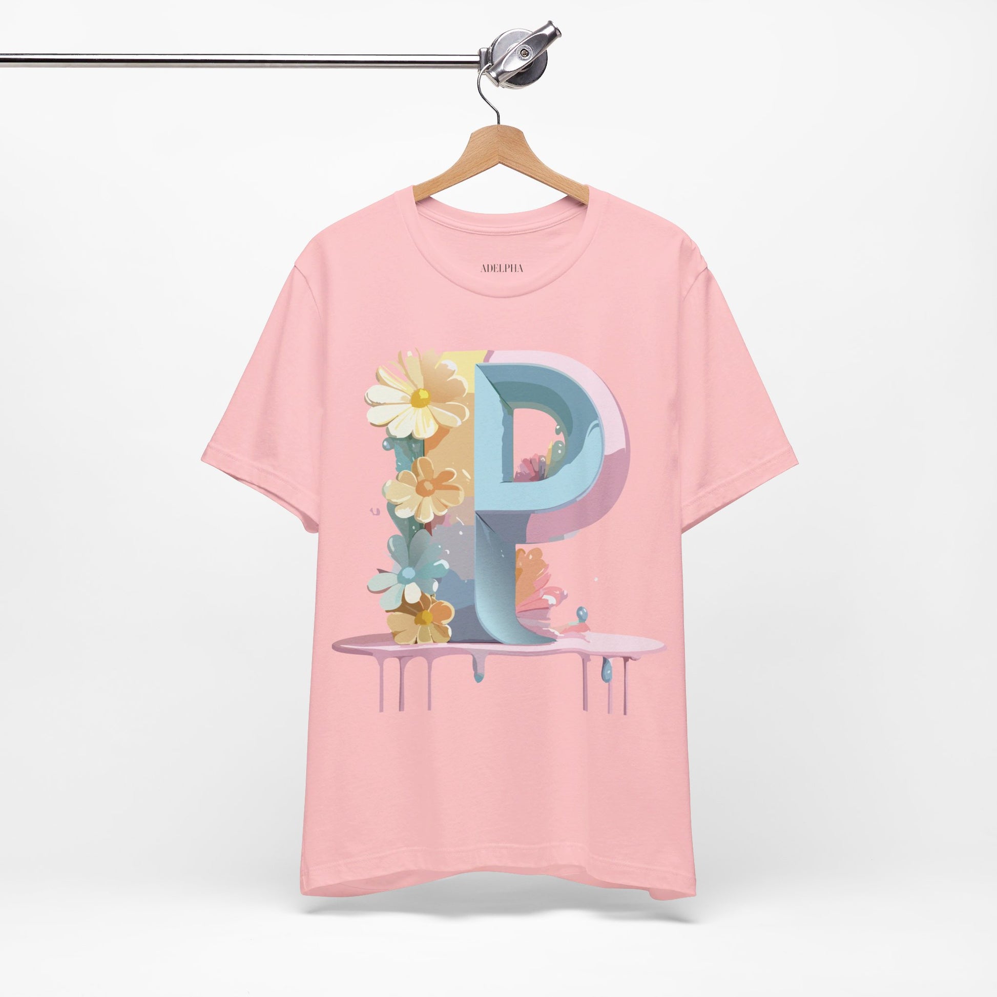 Natural Cotton Tee Shirt - Letters Collection - P Printify
