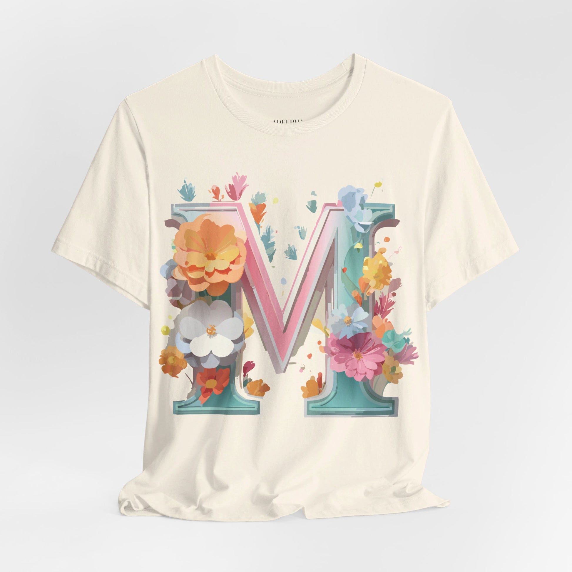 Natural Cotton Tee Shirt - Letters Collection - M Printify