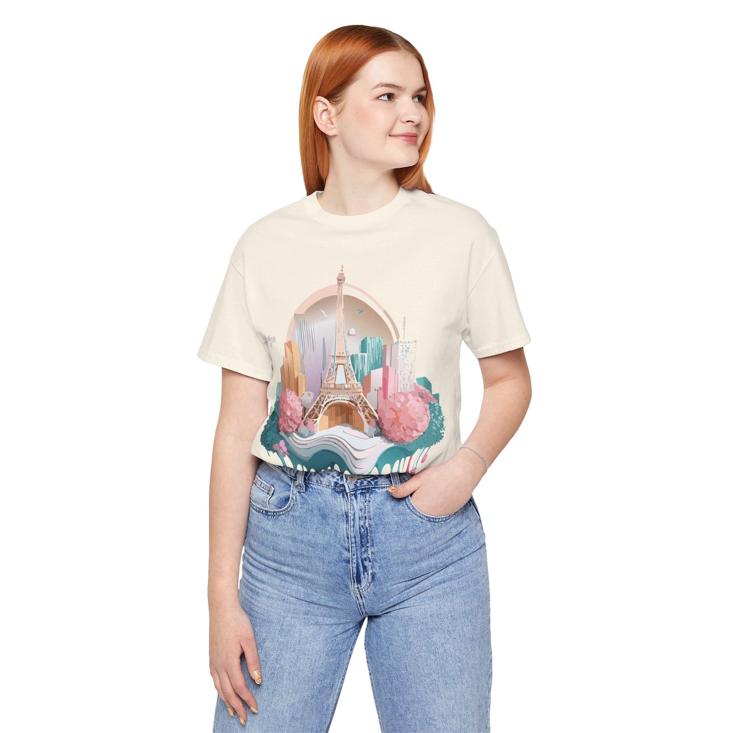 Natural Cotton Tee Shirt - Beautiful Places Collection - Paris Printify