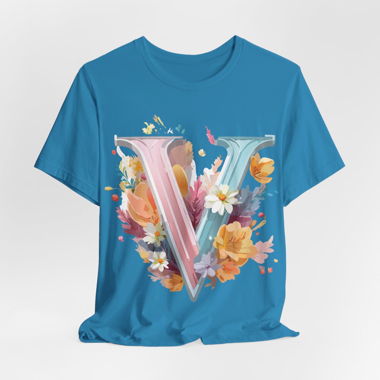 Natural Cotton Tee Shirt - Letters Collection - V Printify