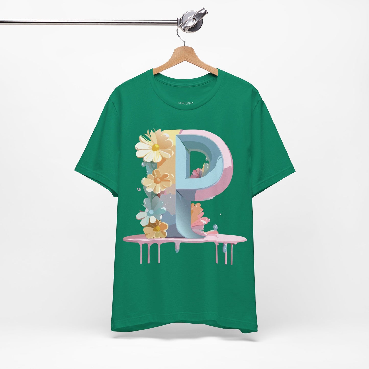 Natural Cotton Tee Shirt - Letters Collection - P Printify