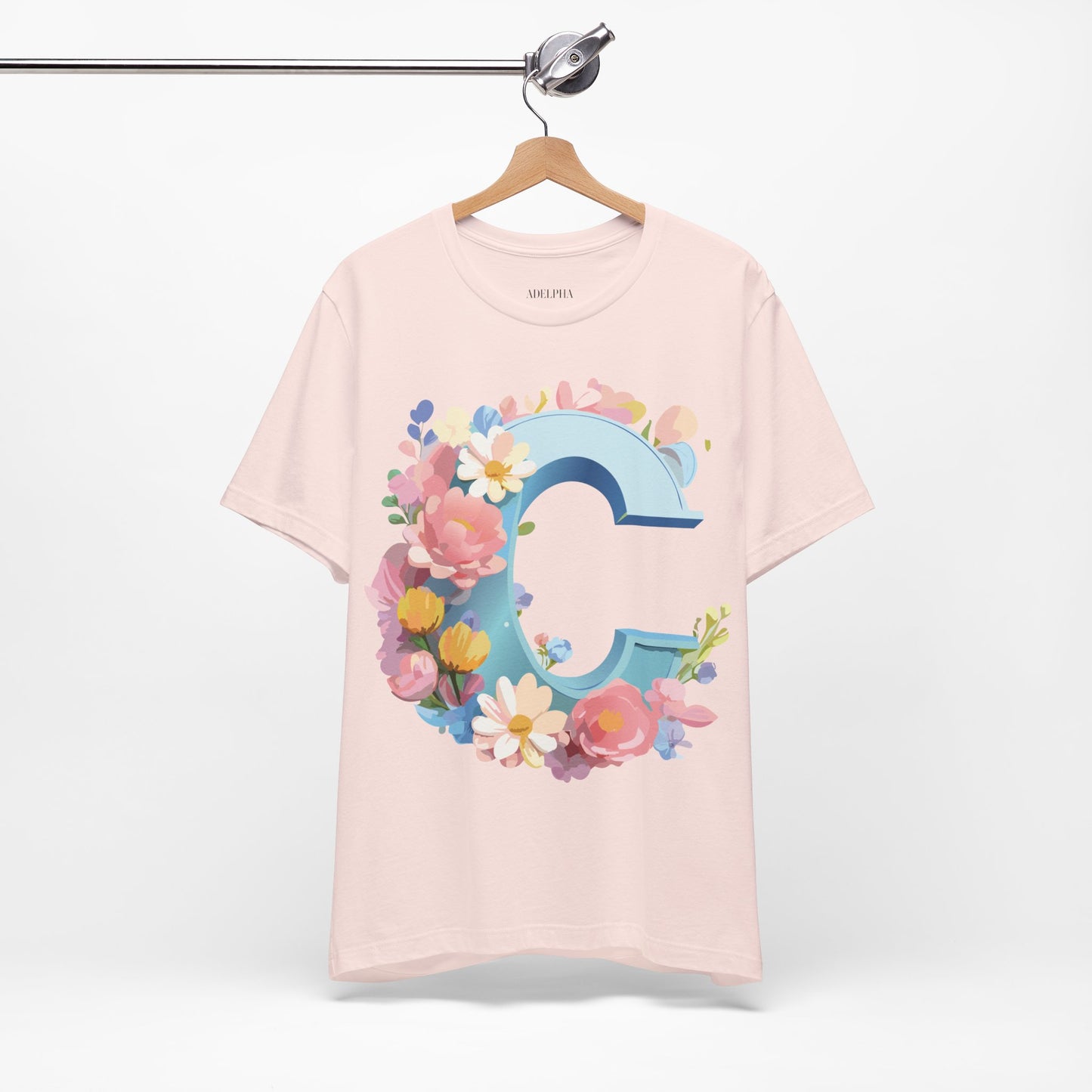 Natural Cotton Tee Shirt - Letters Collection - C Printify