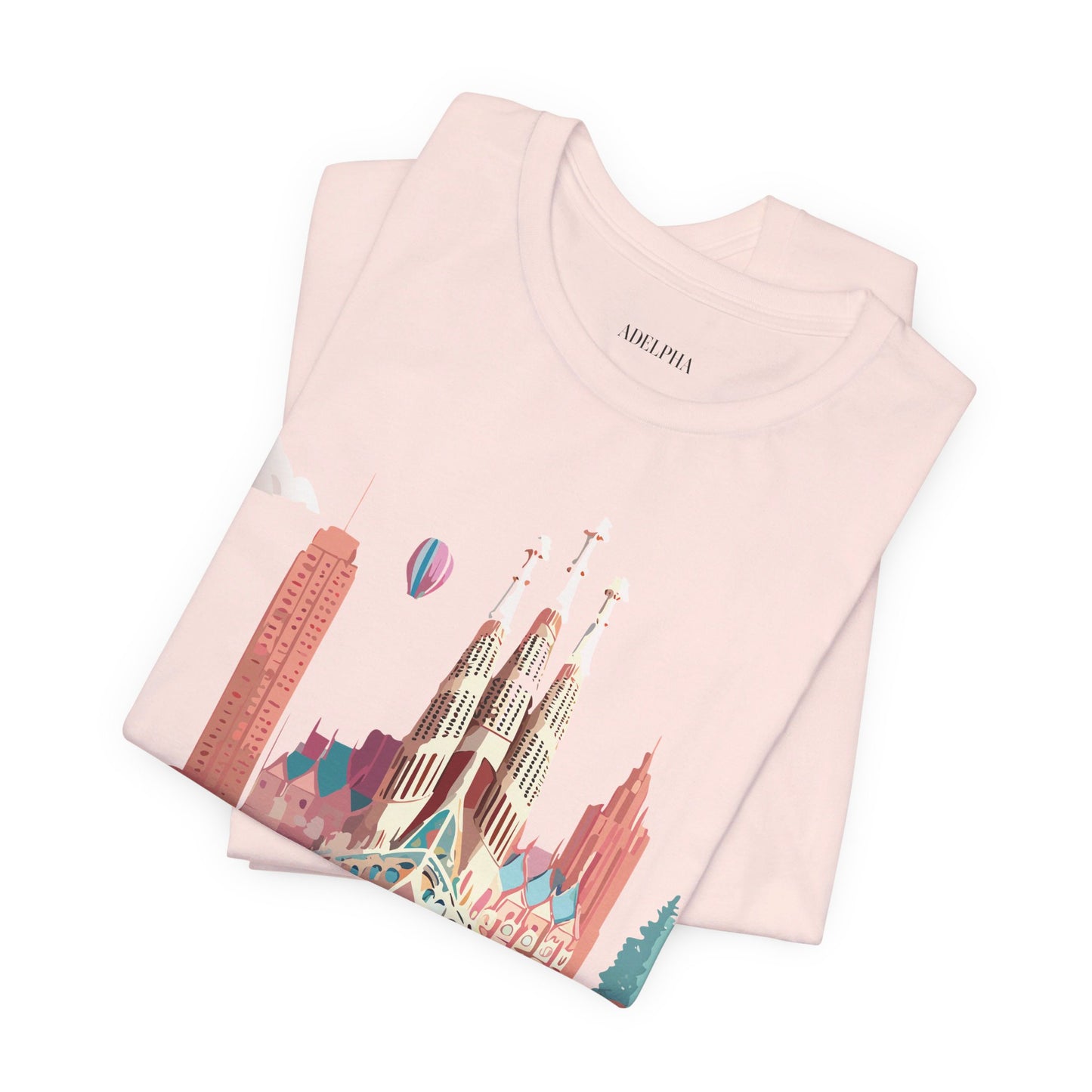 Natural Cotton Tee Shirt - Beautiful Places Collection - Barcelona Printify