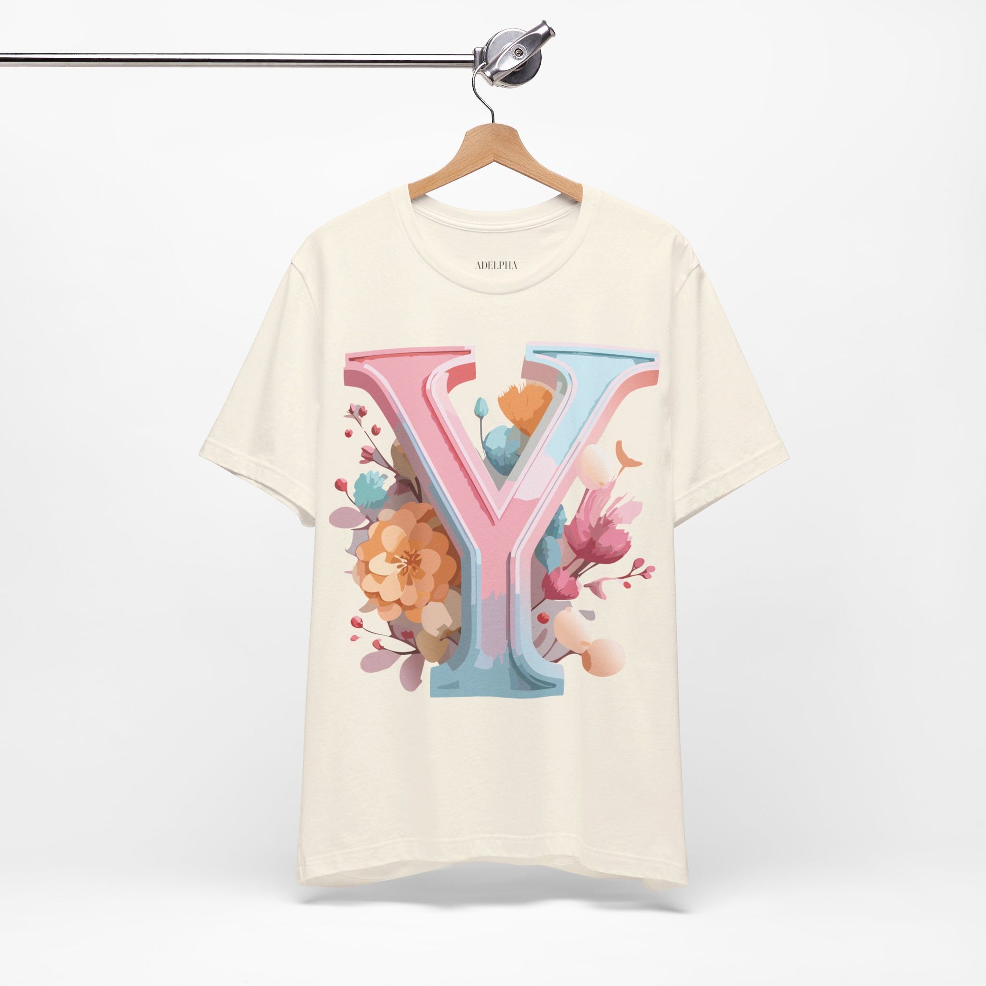 Natural Cotton Tee Shirt - Letters Collection - Y Printify