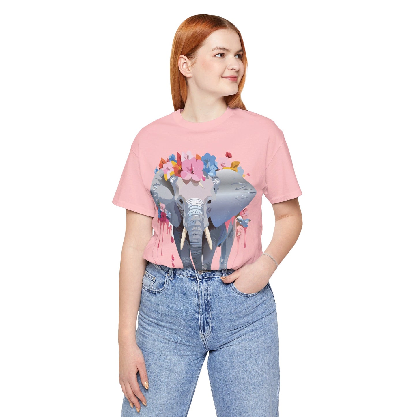 Natural Cotton Tee Shirt with Elephant Printify