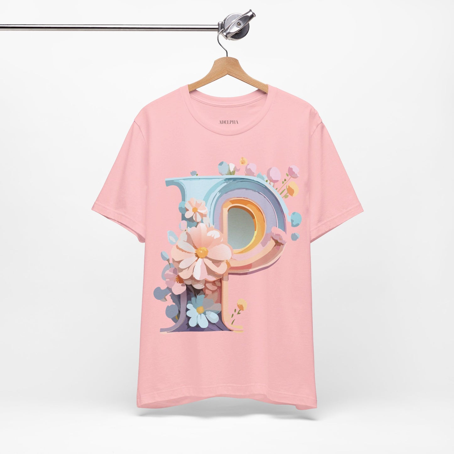 Natural Cotton Tee Shirt - Letters Collection - P Printify