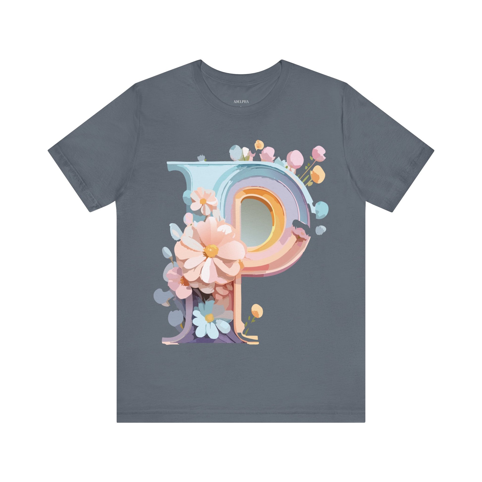 Natural Cotton Tee Shirt - Letters Collection - P Printify