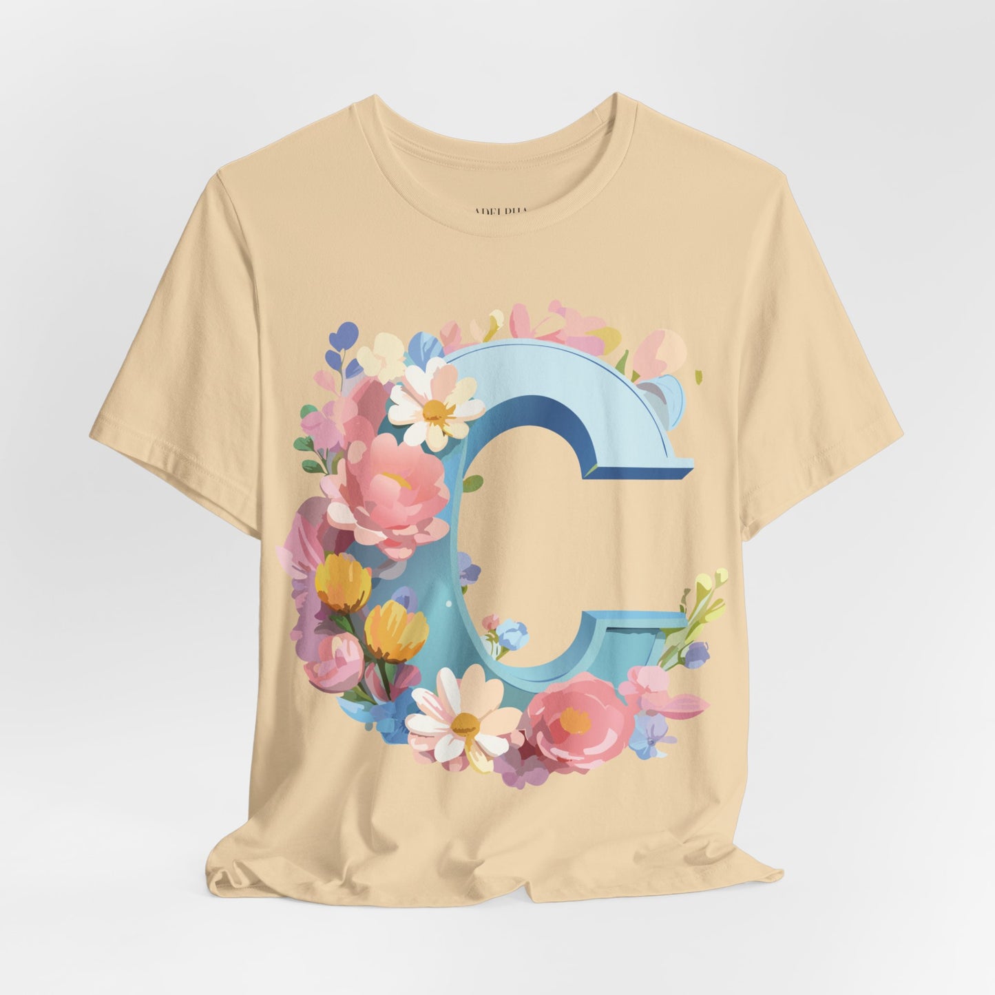 Natural Cotton Tee Shirt - Letters Collection - C Printify