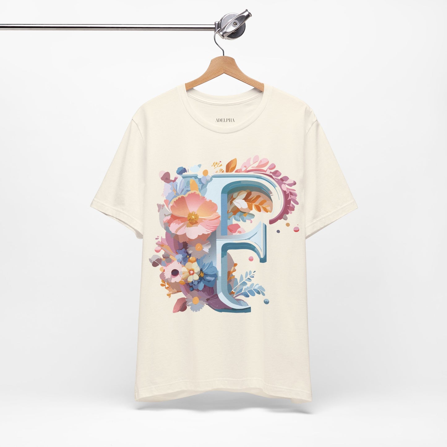 Natural Cotton Tee Shirt - Letters Collection - F Printify