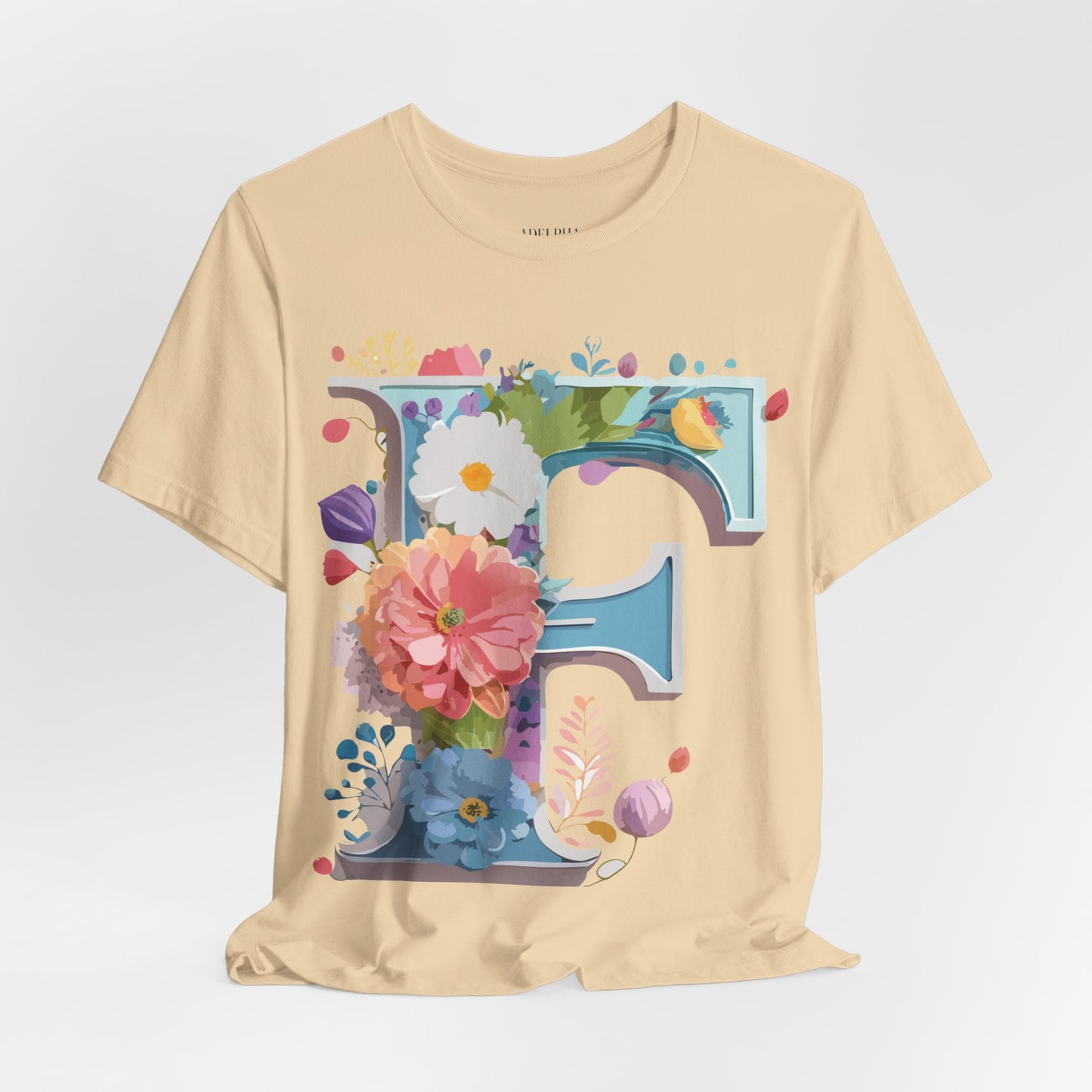 Natural Cotton Tee Shirt - Letters Collection - F Printify