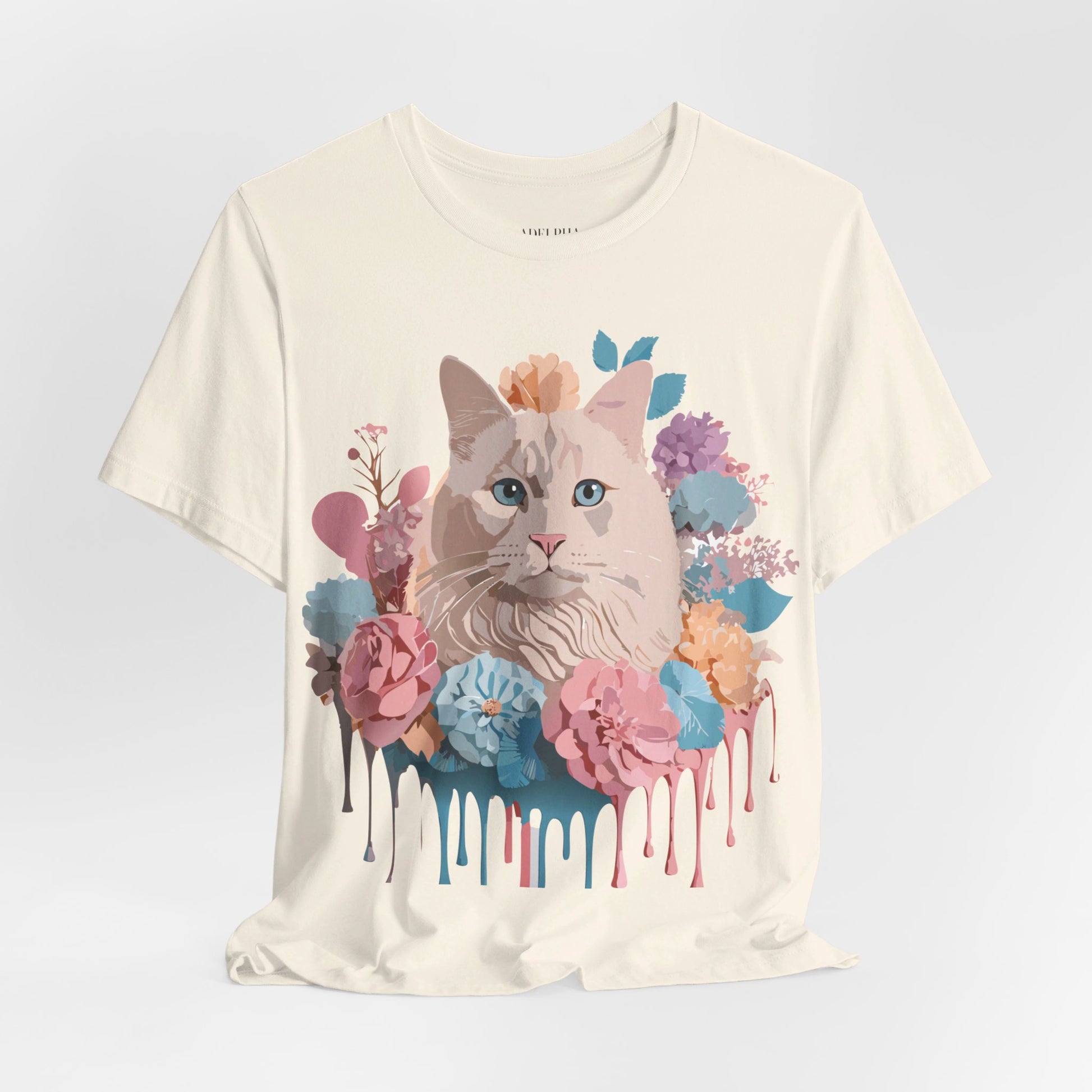 Natural Cotton Tee Shirt with Cat Printify