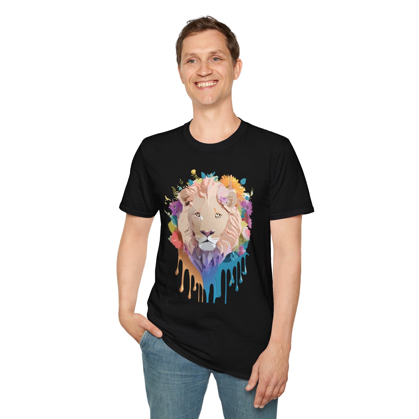Lion Shirt, Shirt with Lion, Floral Lion Tee, Shirt with Animals