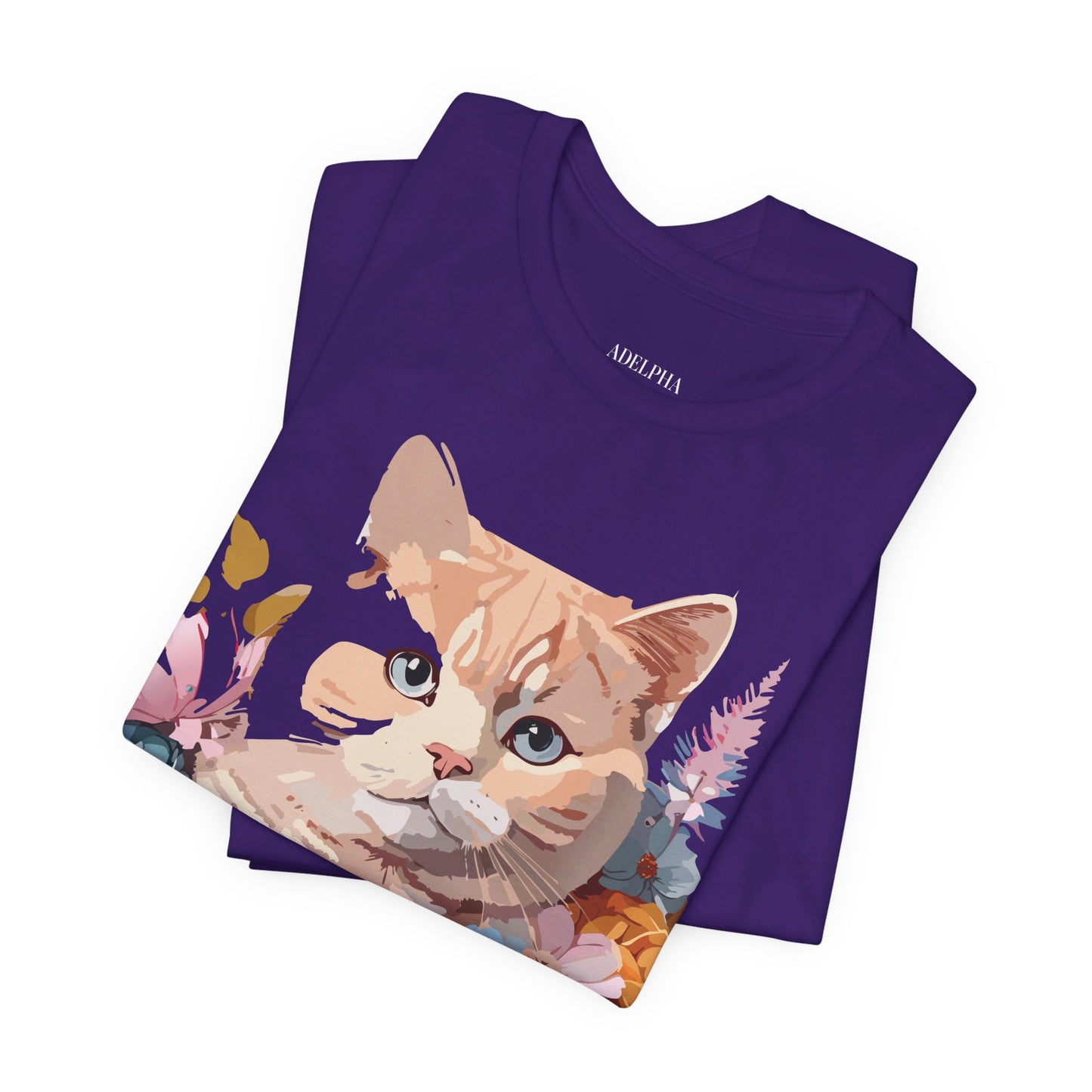 Natural Cotton Tee Shirt with Cat Printify
