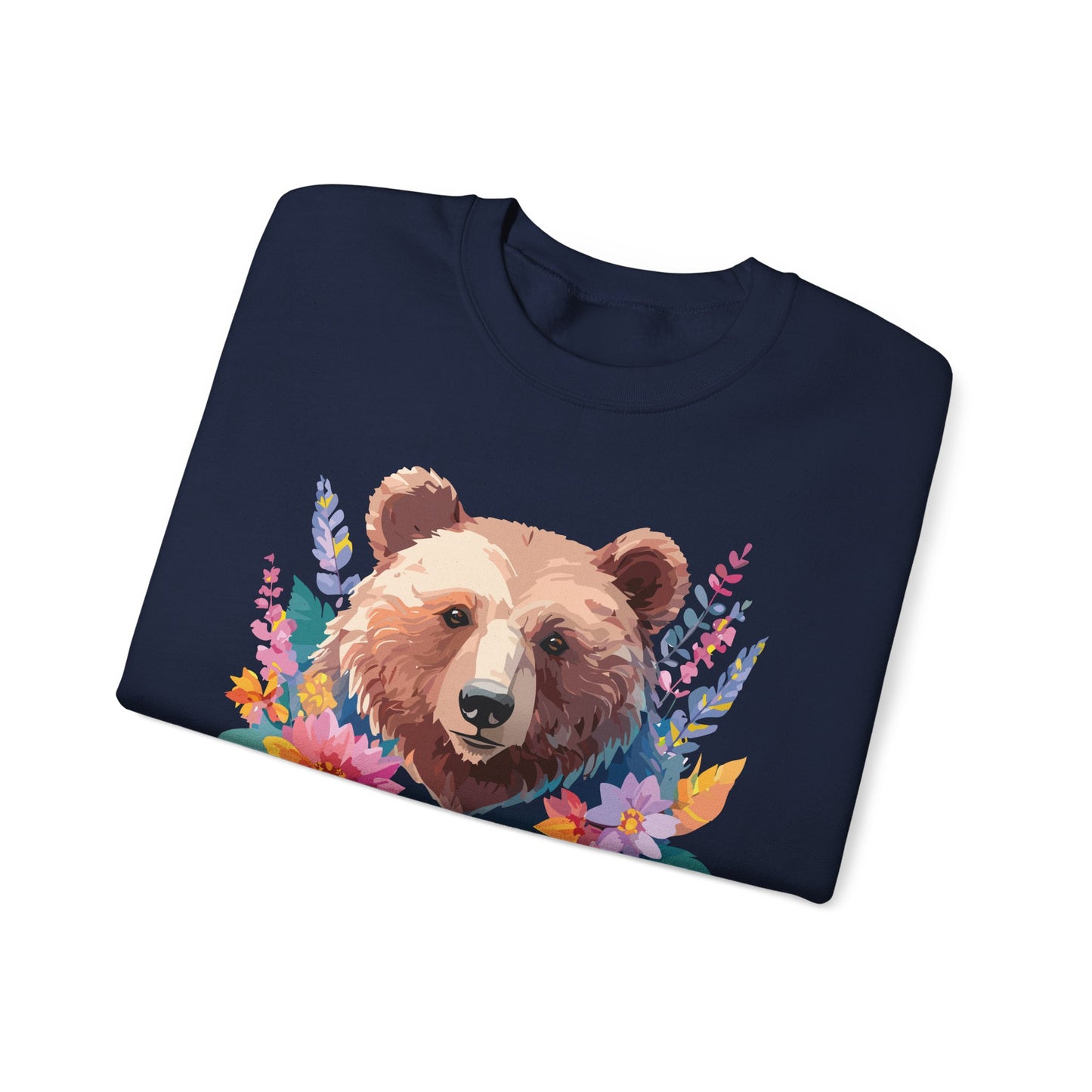 Unisex Floral Bear Sweatshirt, Animals Sweatshirt, Floral Sweatshirt, Art Design Sweatshirt