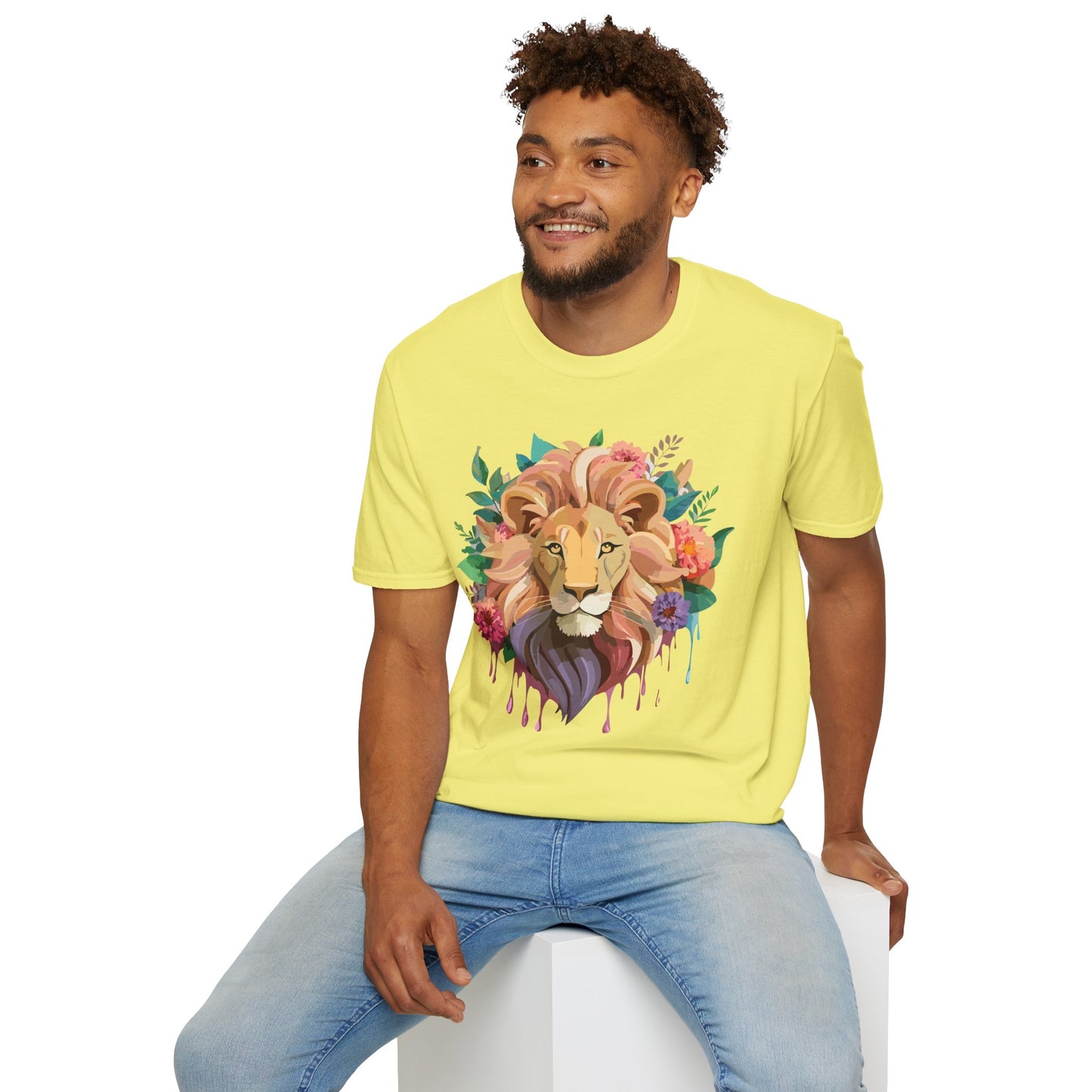 Lion Shirt, Shirt with Lion, Floral Lion Tee, Shirt with Animals