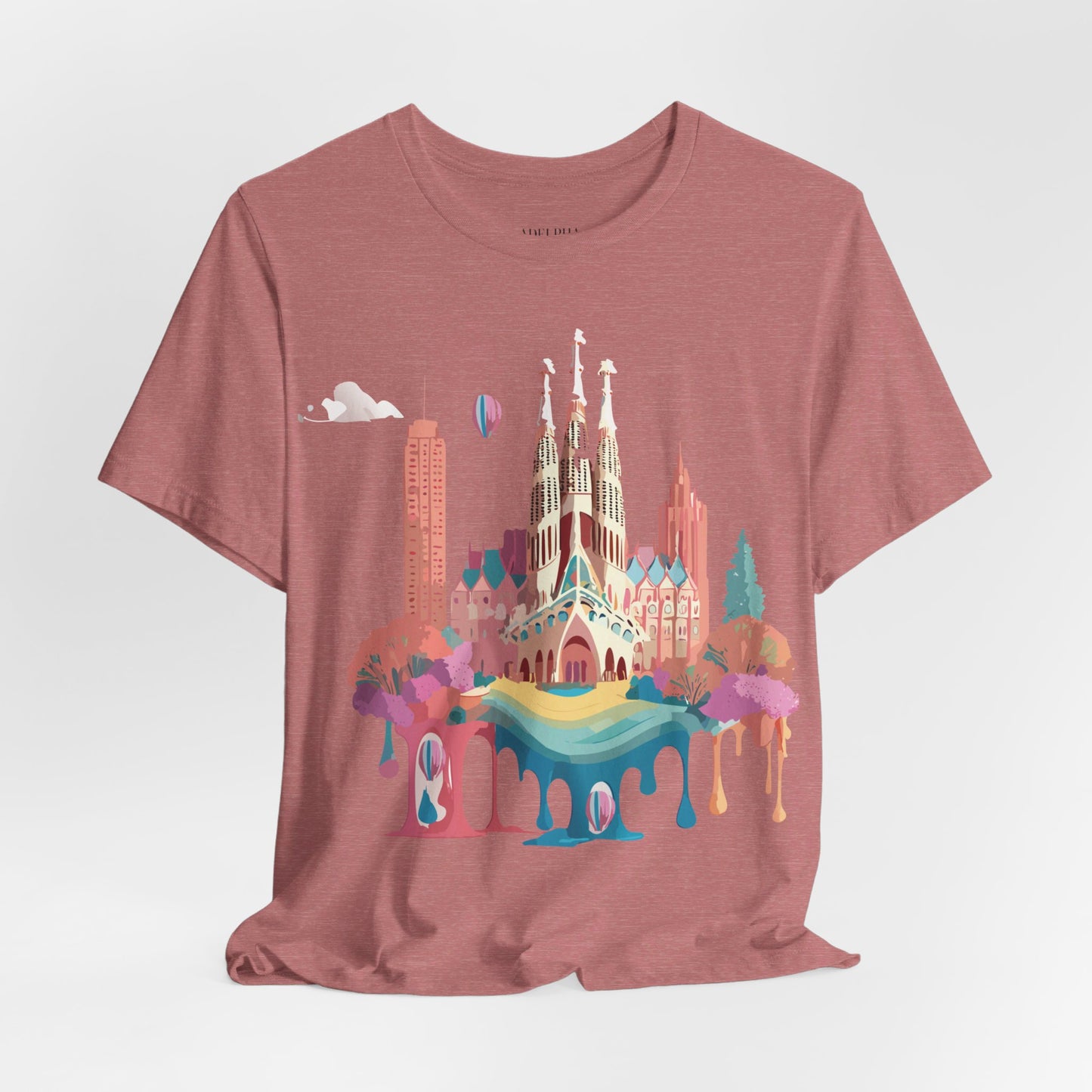 Natural Cotton Tee Shirt - Beautiful Places Collection - Barcelona Printify