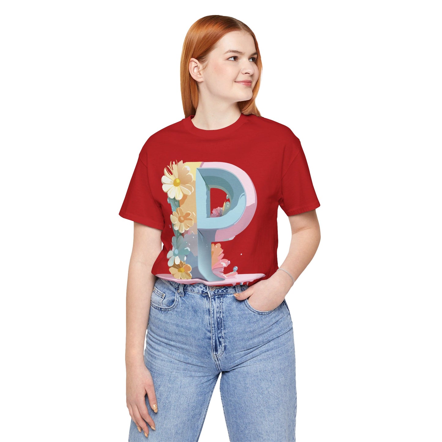 Natural Cotton Tee Shirt - Letters Collection - P Printify