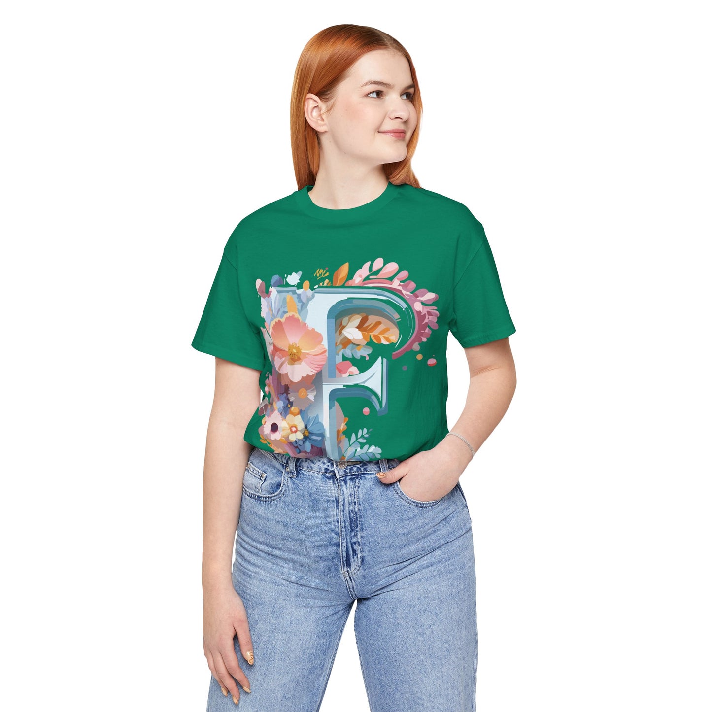 Natural Cotton Tee Shirt - Letters Collection - F Printify