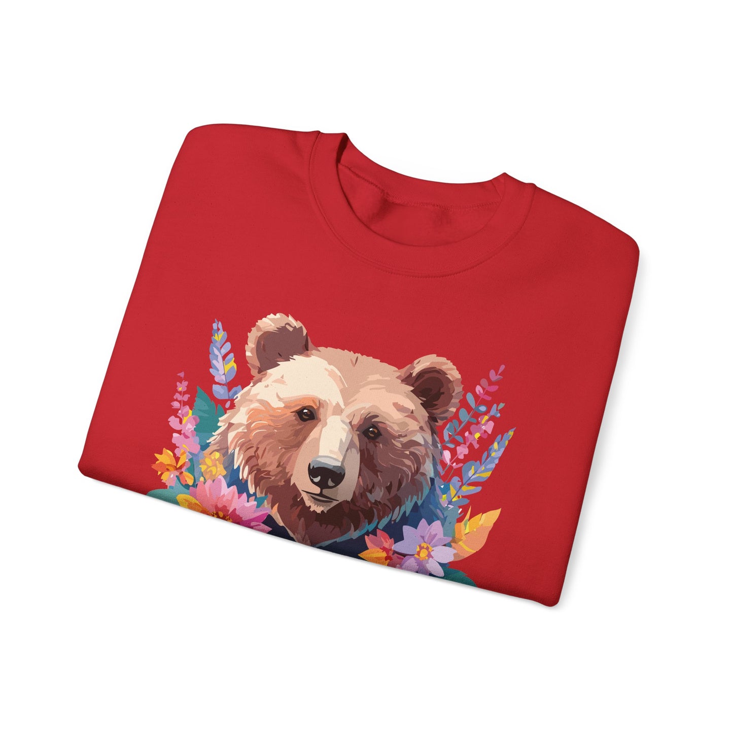 Unisex Floral Bear Sweatshirt, Animals Sweatshirt, Floral Sweatshirt, Art Design Sweatshirt