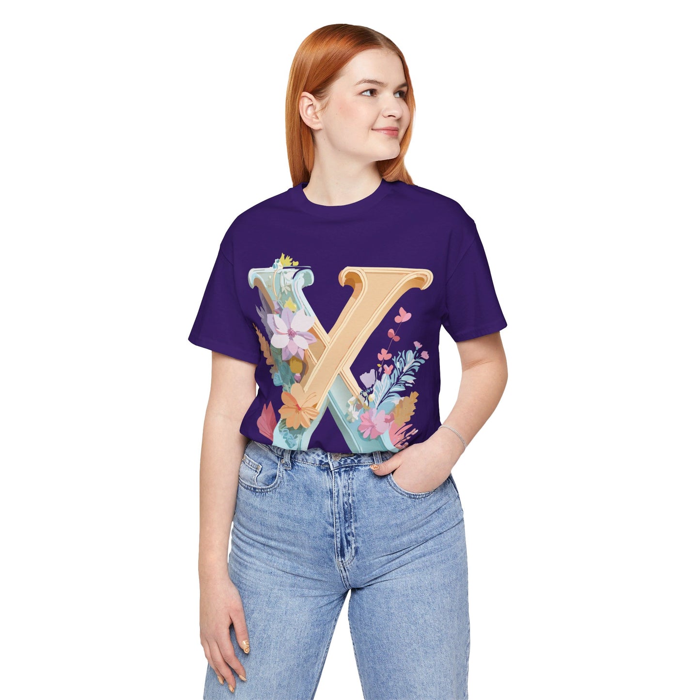 Natural Cotton Tee Shirt - Letters Collection - X Printify