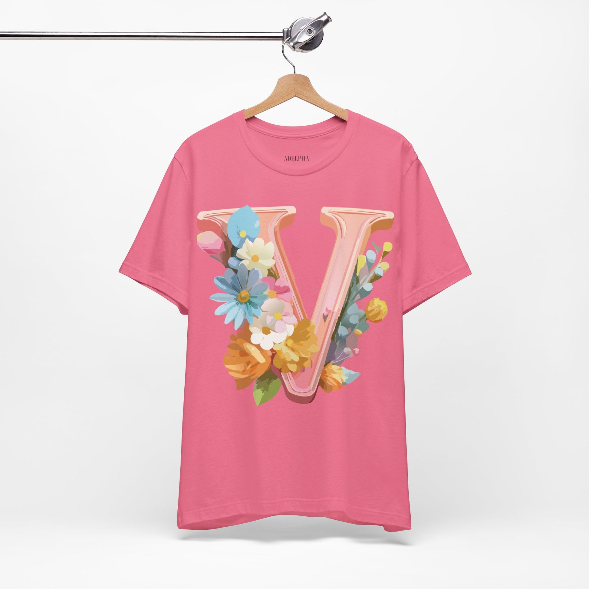 Natural Cotton Tee Shirt - Letters Collection - V Printify