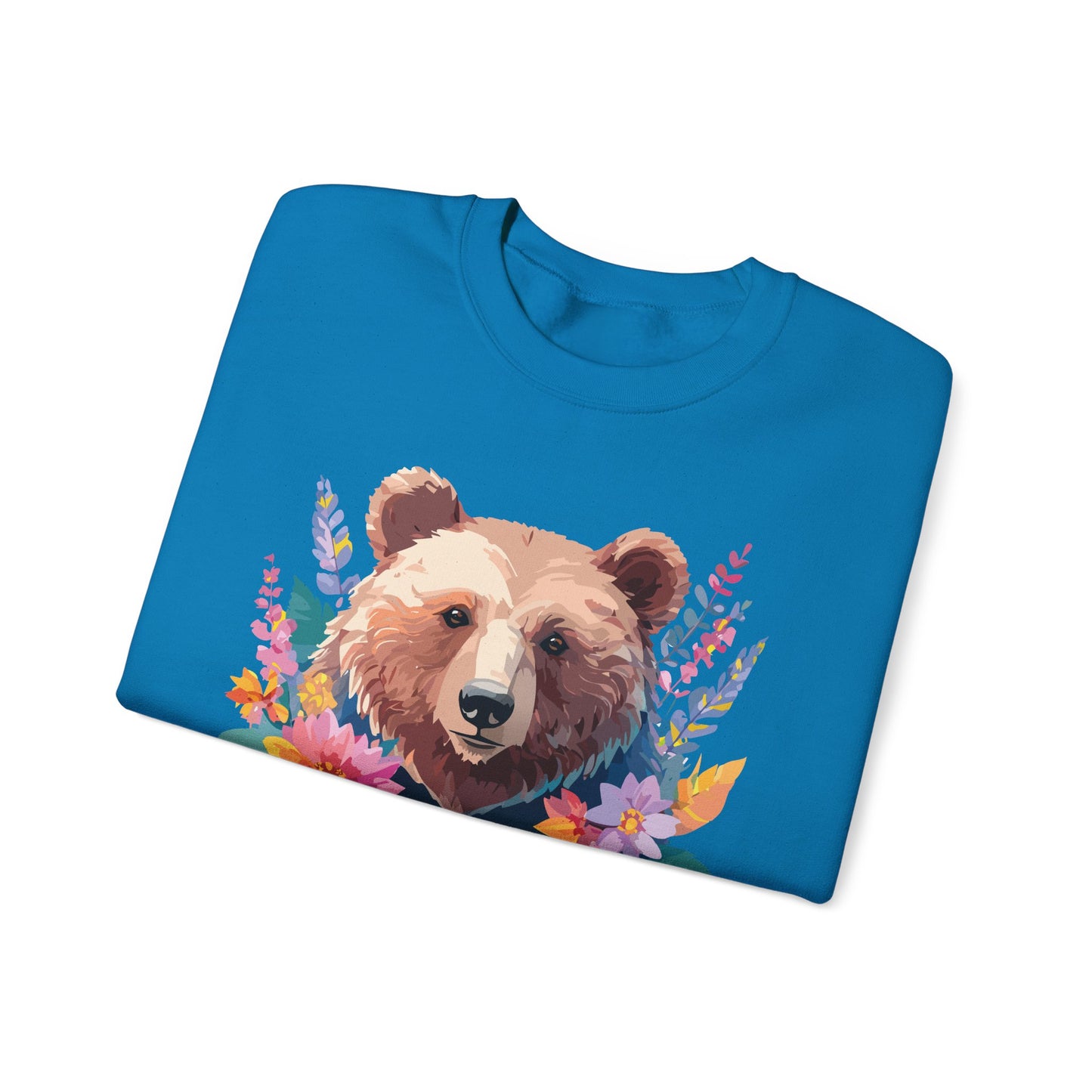 Unisex Floral Bear Sweatshirt, Animals Sweatshirt, Floral Sweatshirt, Art Design Sweatshirt