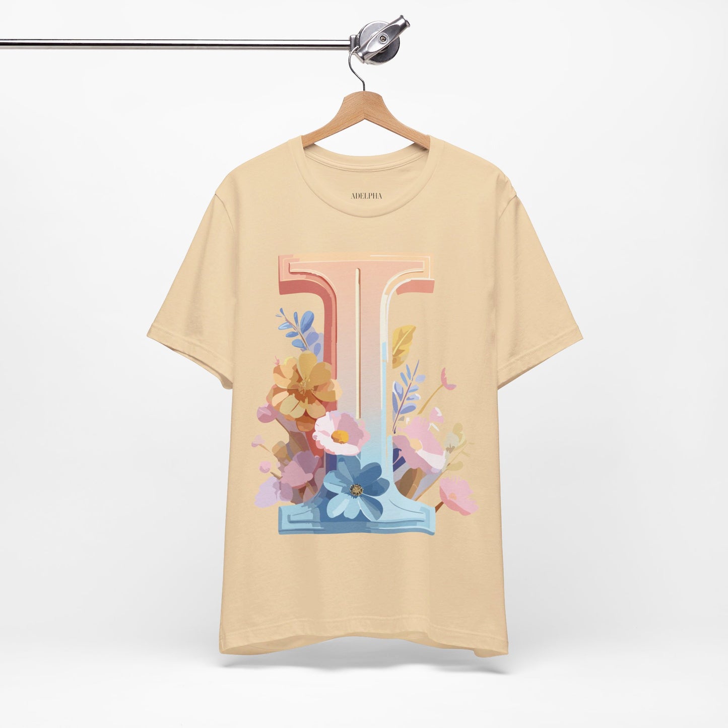 Natural Cotton Tee Shirt - Letters Collection - I Printify