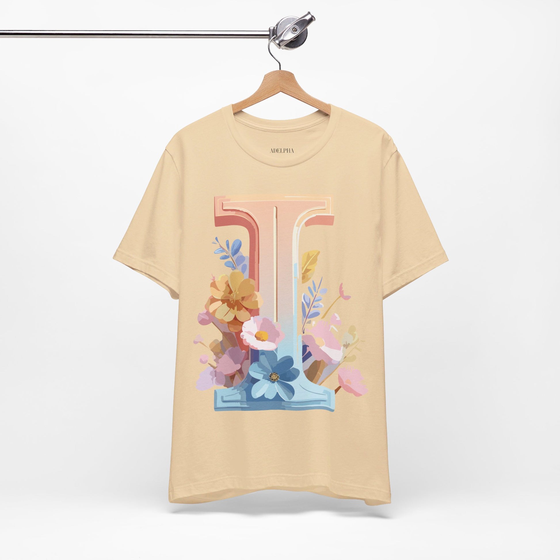 Natural Cotton Tee Shirt - Letters Collection - I Printify