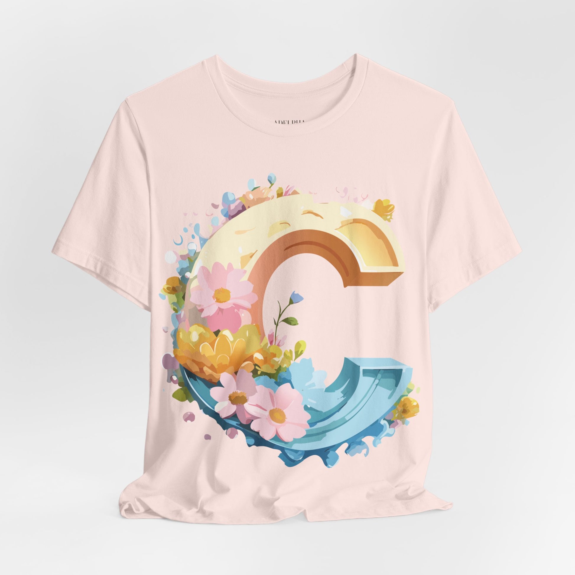 Natural Cotton Tee Shirt - Letters Collection - C Printify