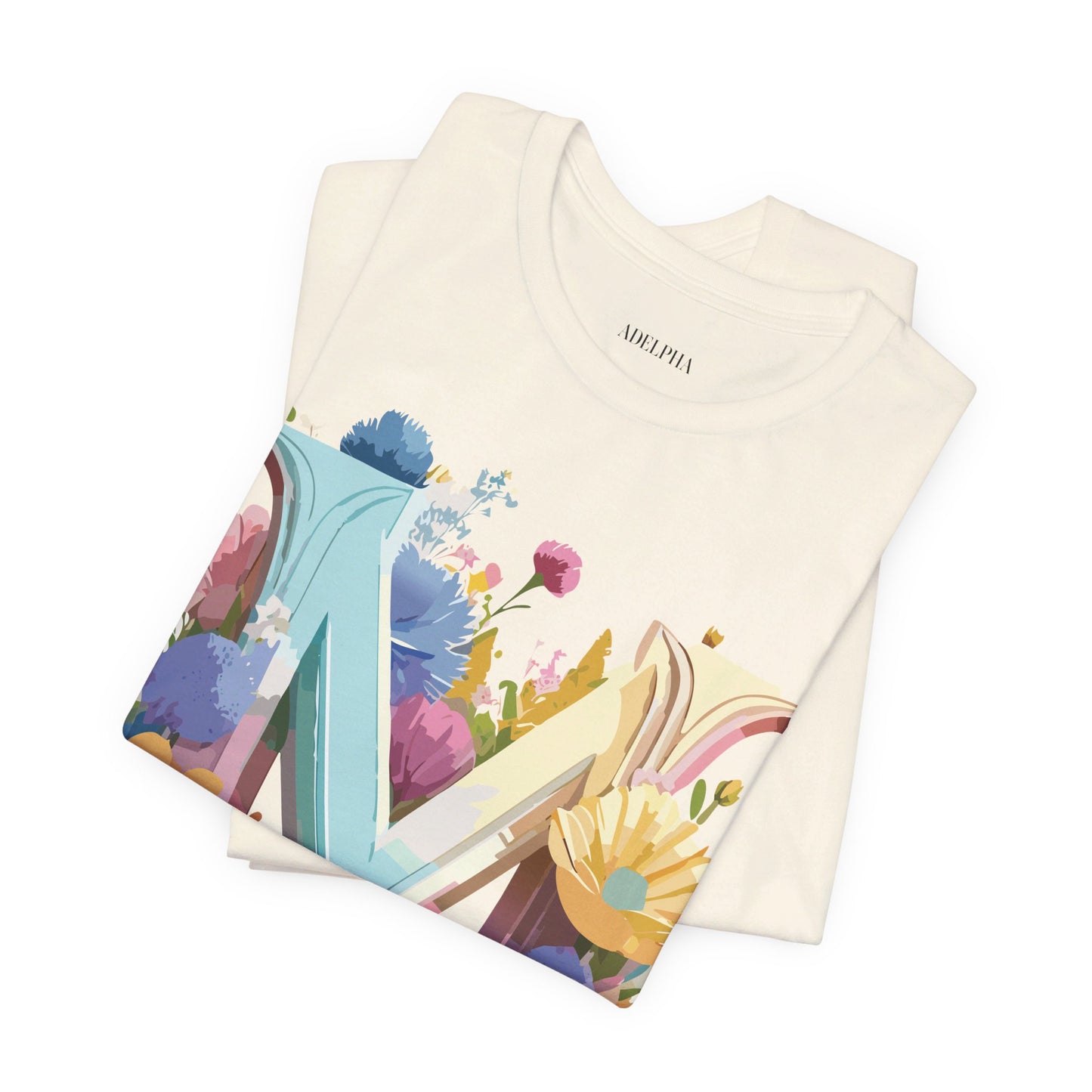 Natural Cotton Tee Shirt - Letters Collection - M Printify