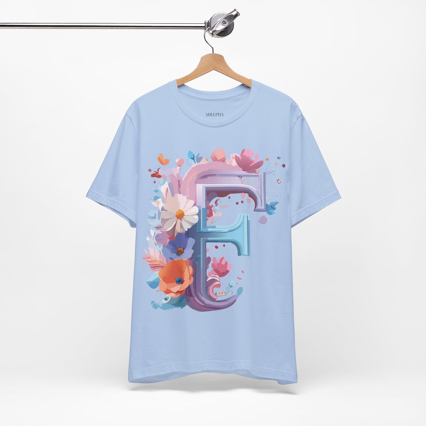 Natural Cotton Tee Shirt - Letters Collection - F Printify