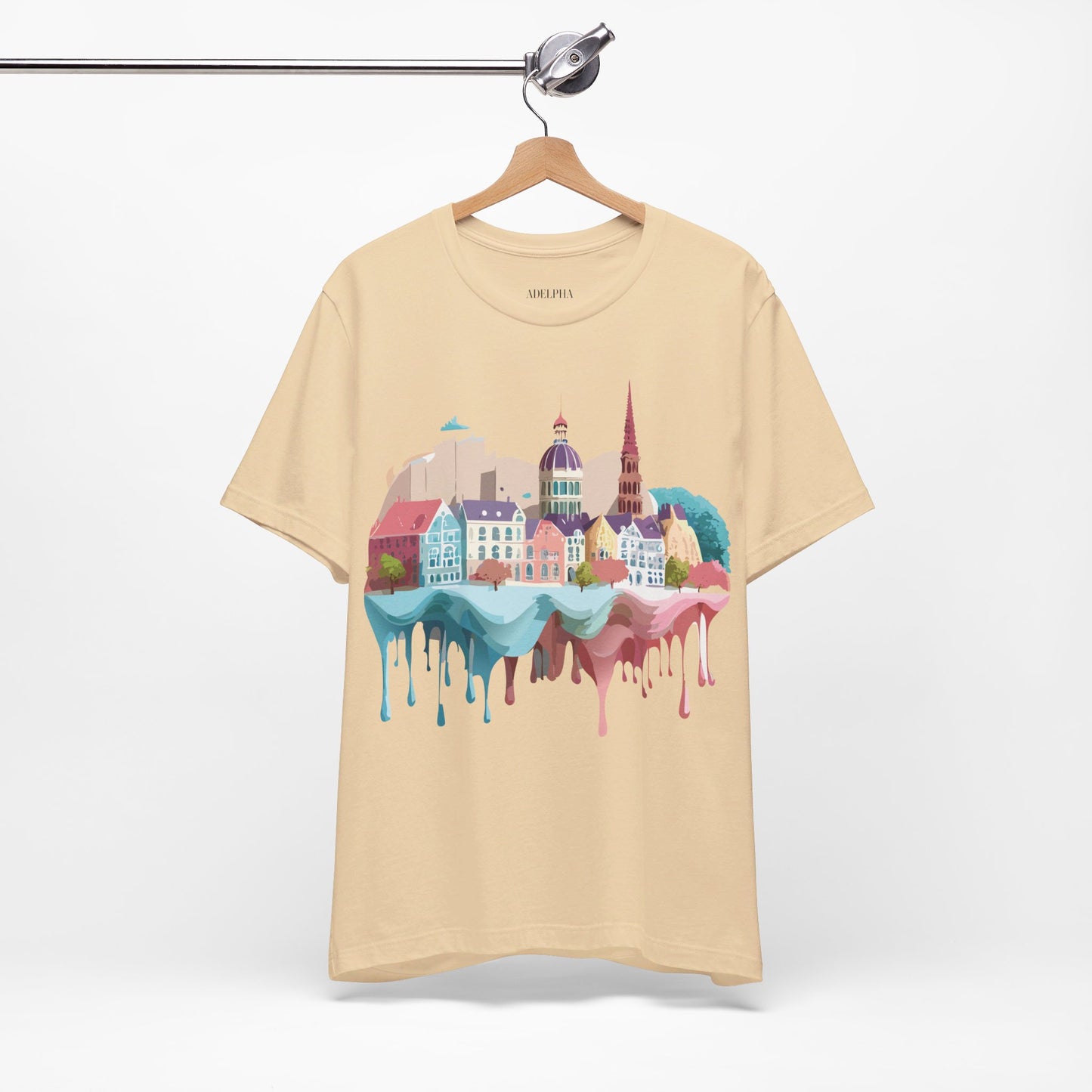 Natural Cotton Tee Shirt - Beautiful Places Collection - Warnemünde and Rostock - Germany Printify