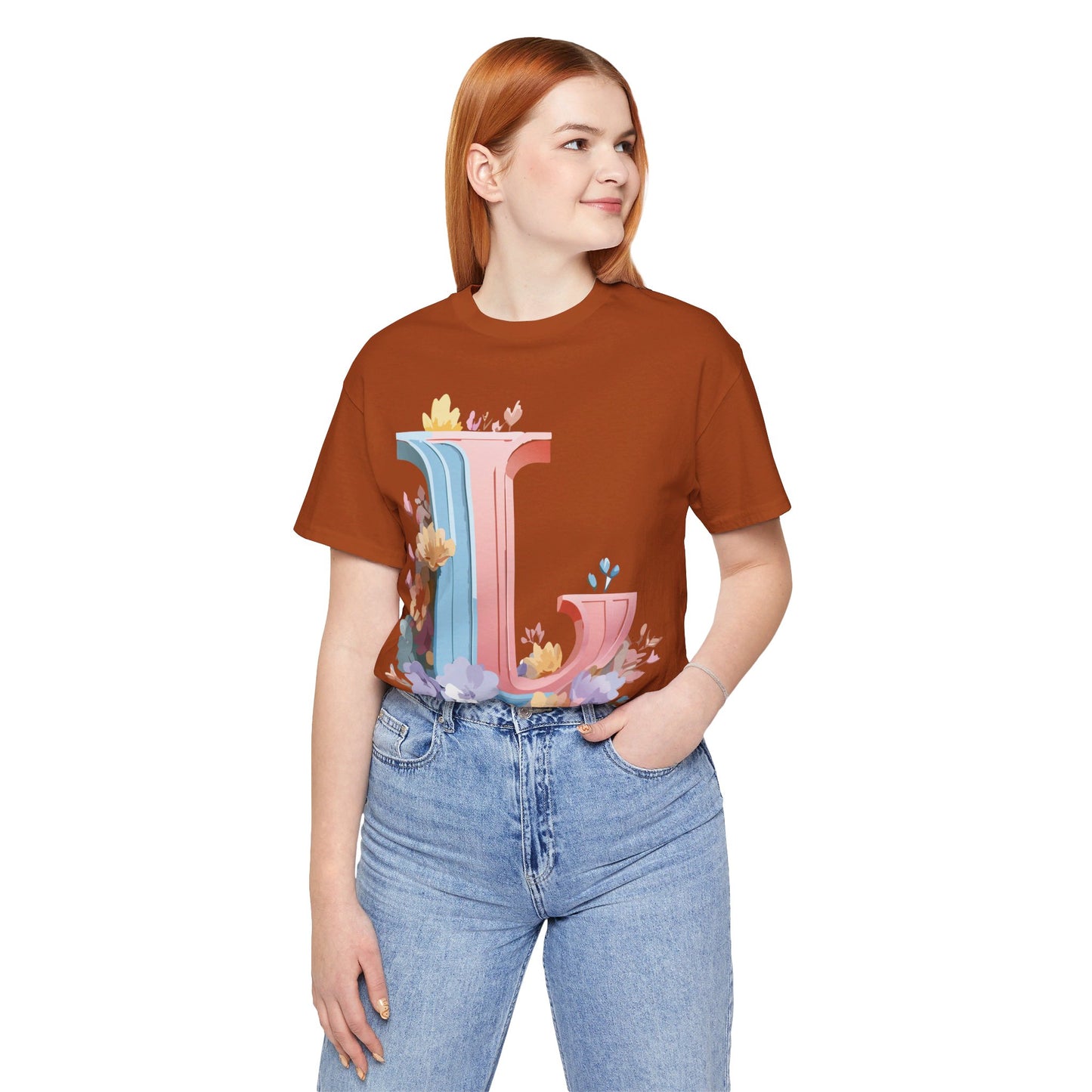 Natural Cotton Tee Shirt - Letters Collection - L Printify