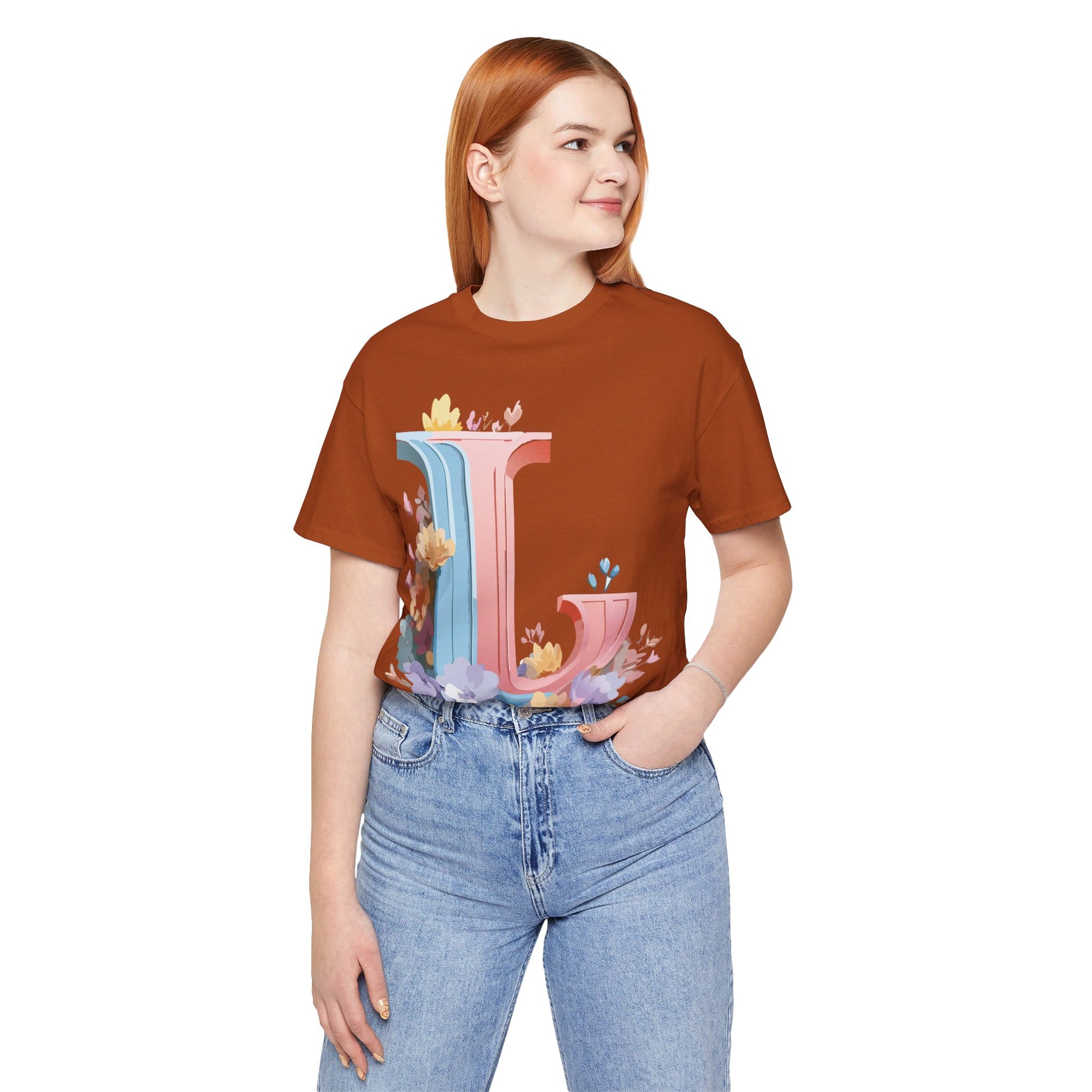 Natural Cotton Tee Shirt - Letters Collection - L Printify