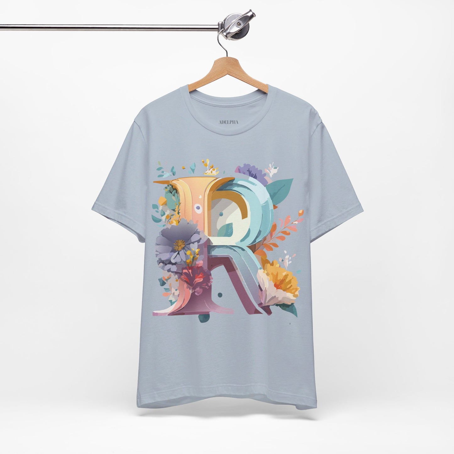 Natural Cotton Tee Shirt - Letters Collection - R Printify
