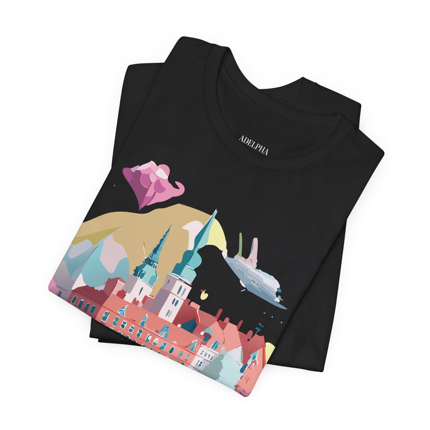 Natural Cotton Tee Shirt - Beautiful Places Collection - Warnemünde and Rostock - Germany Printify