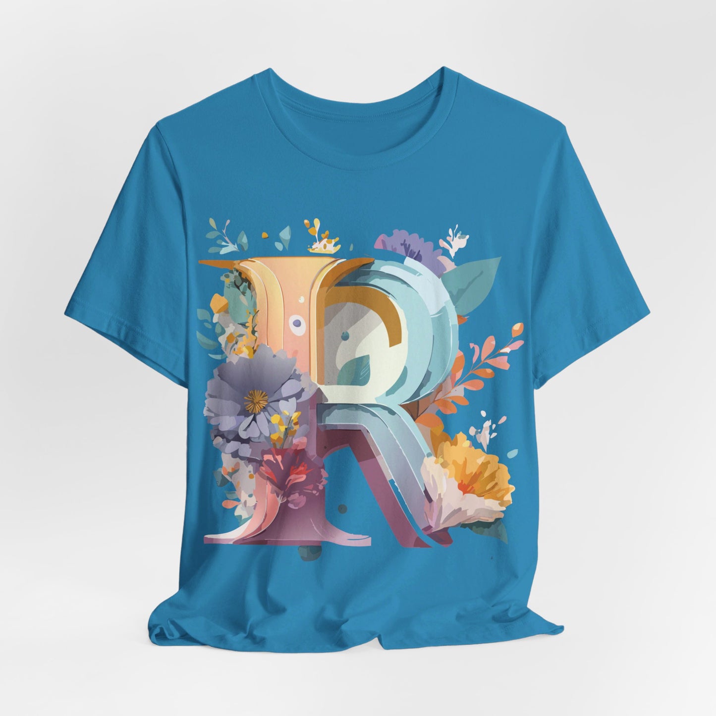 Natural Cotton Tee Shirt - Letters Collection - R Printify