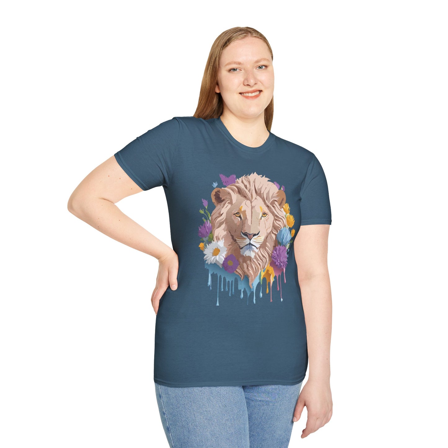 Lion Shirt, Shirt with Lion, Floral Lion Tee, Shirt with Animals